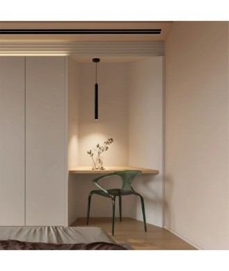 kelvo® CANAL KLV-101-0071 Κρεμαστό Φωτιστικό Οροφής LED 7W 700lm 36° AC 220-240V IP20 Θερμό Λευκό 2700K - Bridgelux COB Chip & TÜV SÜD Driver - Μαύρο Ματ - Μ4 x Π4 x Υ40cm - 5 Χρόνια Εγγύηση